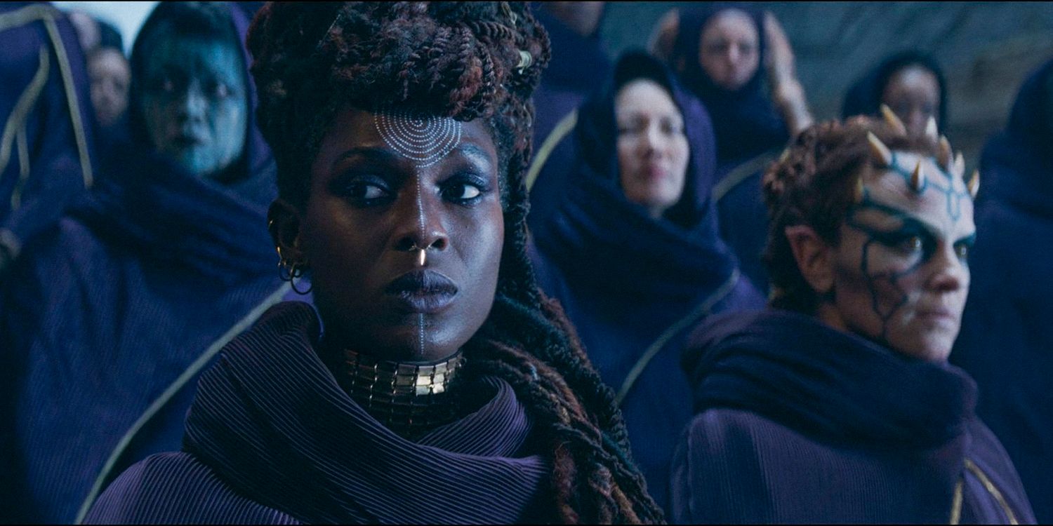 Mother Aniseya (Jodie Turner-Smith) and her coven of witches. in The Acolyte season 1 episode 7