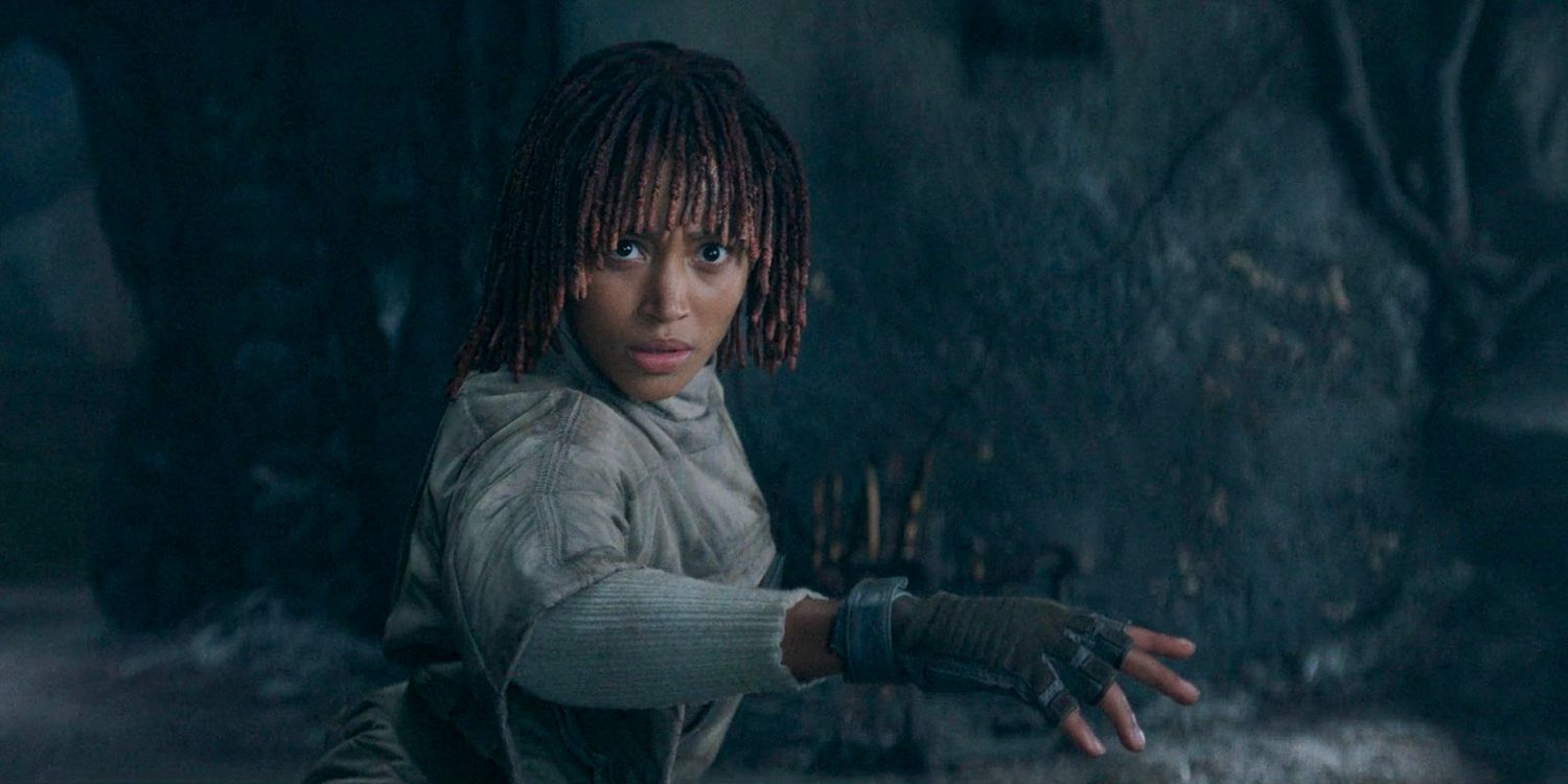 Mae (Amandla Stenberg) in a ready-to-fight stance in The Acolyte season 1 episode 8