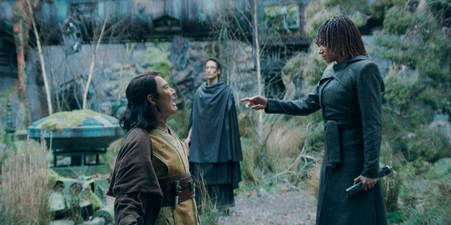 Osha (Amandla Stenberg) using the Force to strangle Master Sol (Lee Jung-jae) in The Acolyte season 1 episode 8