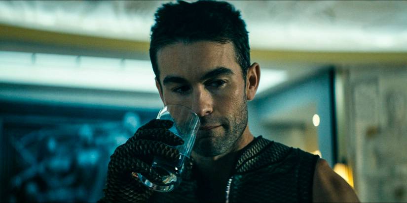 The Deep (Chace Crawford) drinking a glass of water in the headquarters in The Boys season 4 episode 6