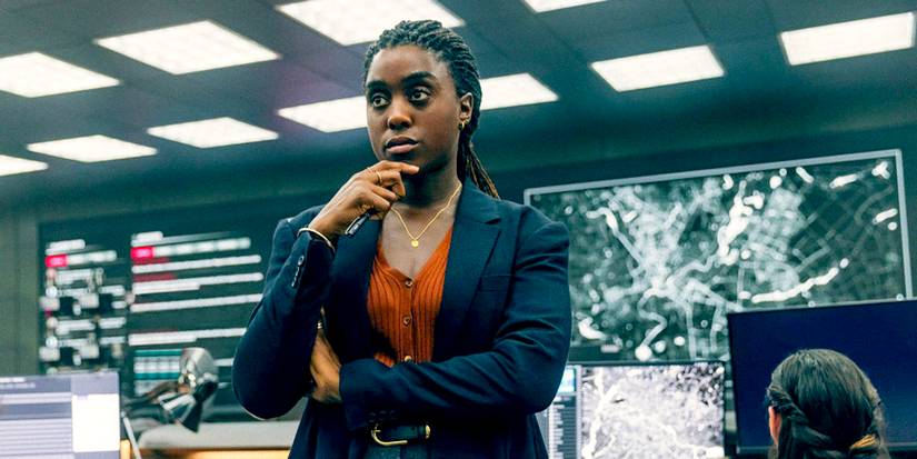Bianca (Lashana Lynch) em um escritório especial de investigação policial em The Day of the Jackal