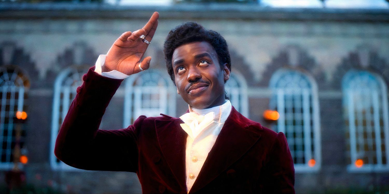 The Doctor (Ncuti Gatwa) salutes towards the sky with his fingers, saying goodbye to Rogue in Doctor Who season 14 episode 6