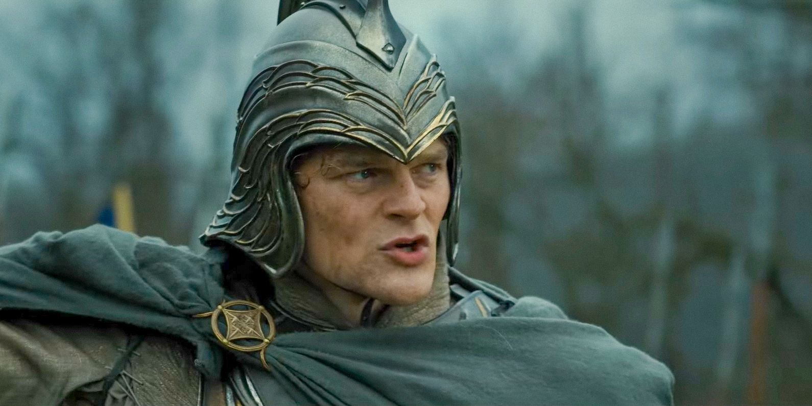 Elrond (Robert Aramayo) in armor in The Lord of the Rings: The Rings of Power season 2.