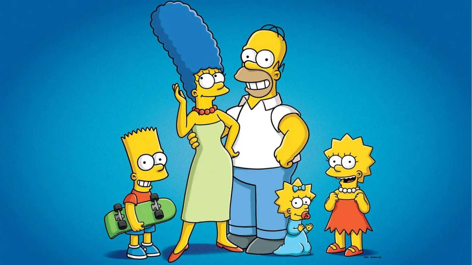 A família Simpson reunida em frente à sua casa