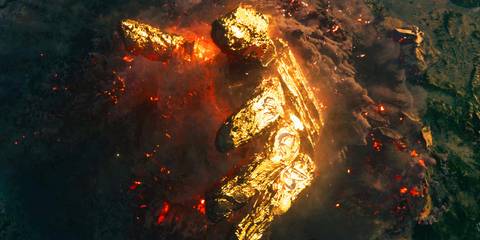 Tiamut's hand rising from the Earth in Eternals