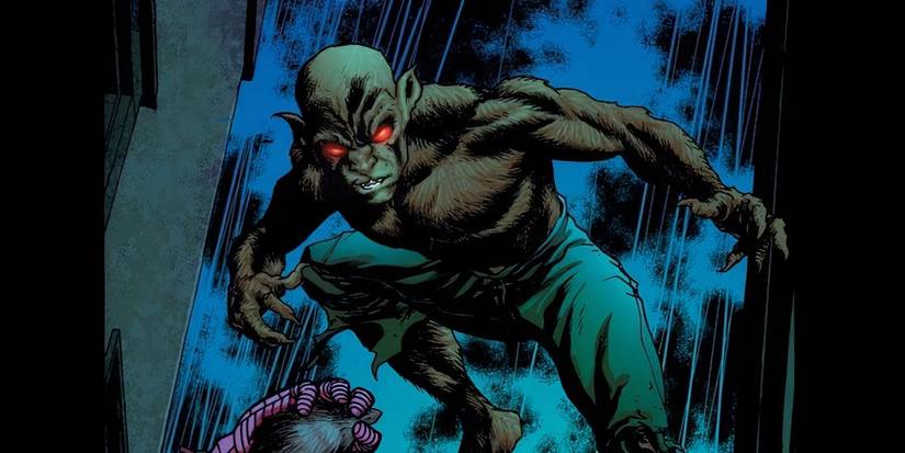6 Overlooked Spider-Man Villains Who Could Finally Make Their Live-Action Debuts In 2026 4 Vermin in a dark rainy alley with glowing red eyes in Marvel Comics