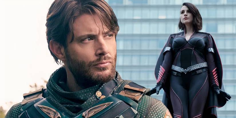 Prime Video's Exciting Upcoming Original Series Slate Revealed 15 A composite image of Soldier Boy looking over his shoulder in front of Stormfront as she flies in the air from The Boys