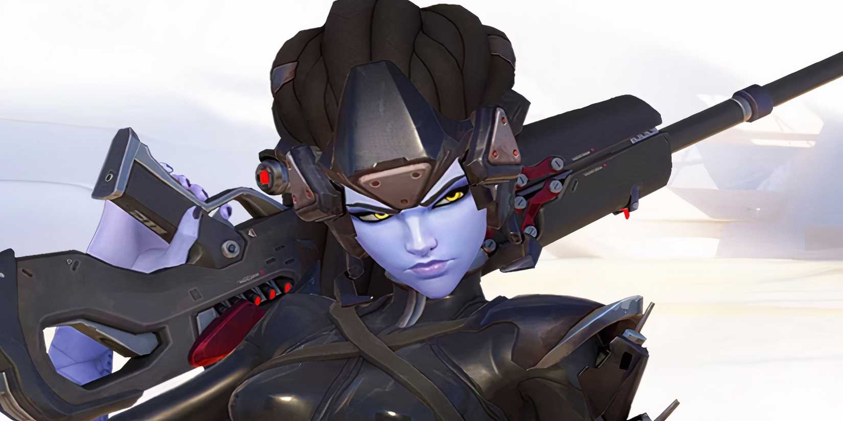 Closeup of Widowmaker's Noire skin for pre-ordering Overwatch.