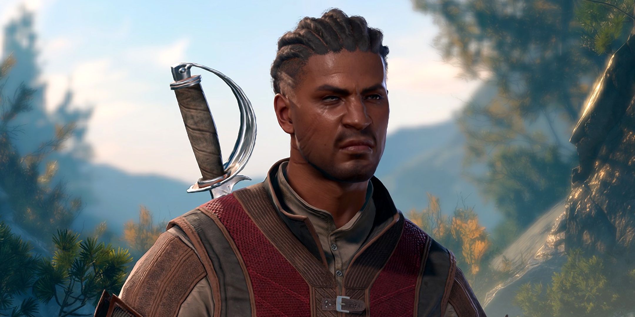 Warlock Origin character Wyll scowling in the character select screen in Baldur's Gate 3.