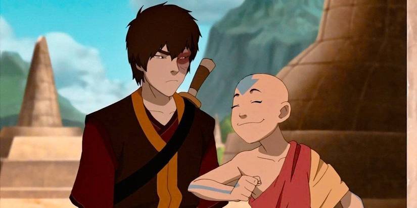 Zuko and a smiling Aang in Avatar the Last Airbender