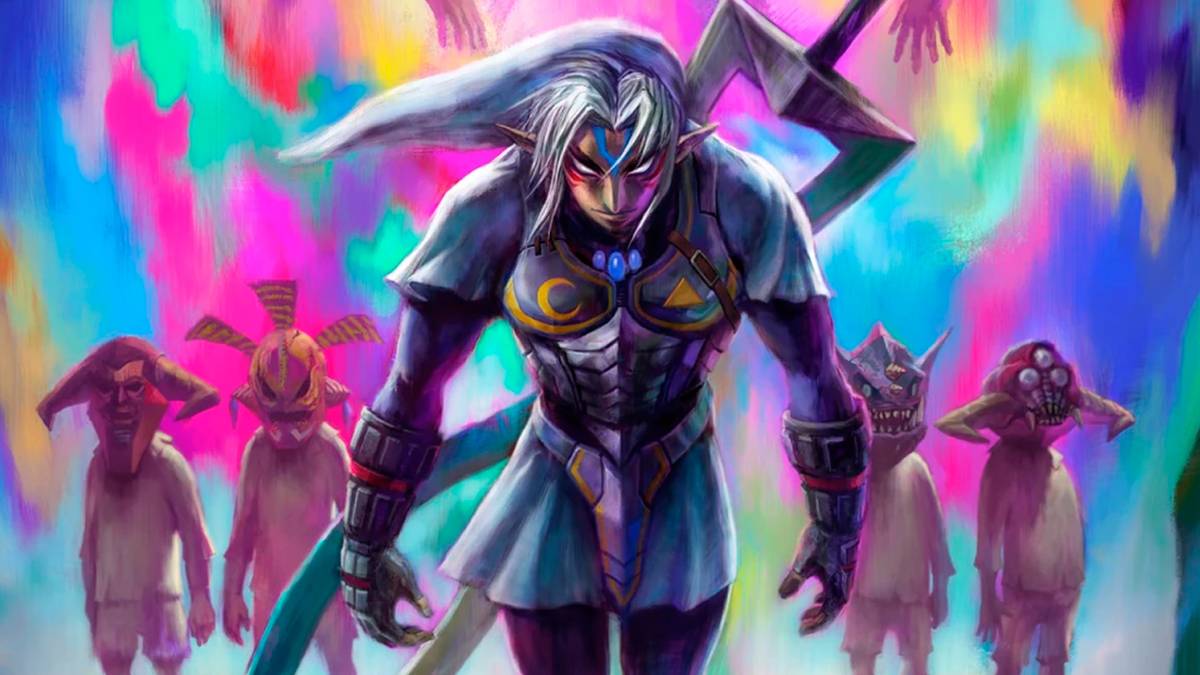 Fierce Deity Link with the Moon kids in the background