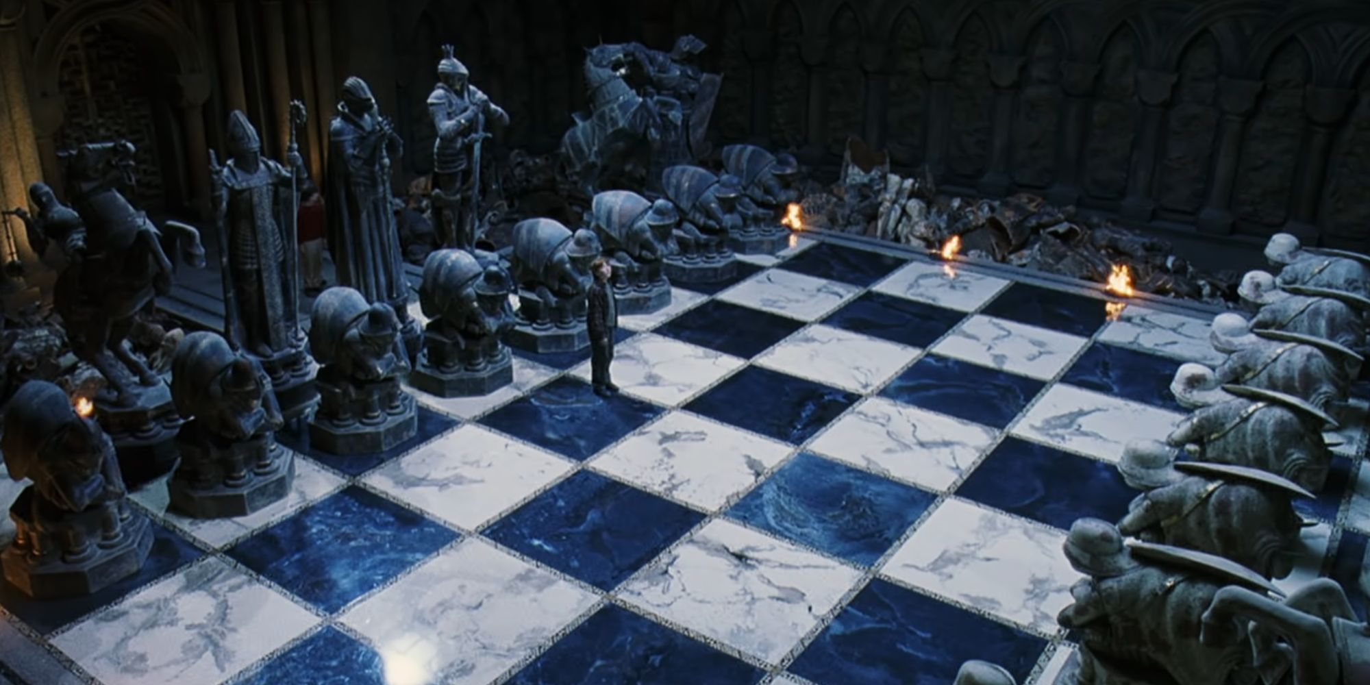 Ron standing on the massive chess board in Harry Potter and the Sorcerer's Stone