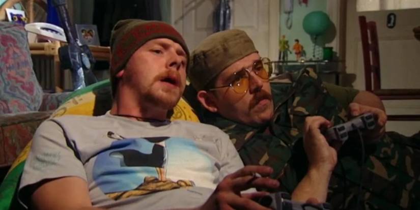 Simon Pegg and Nick Frost in Spaced