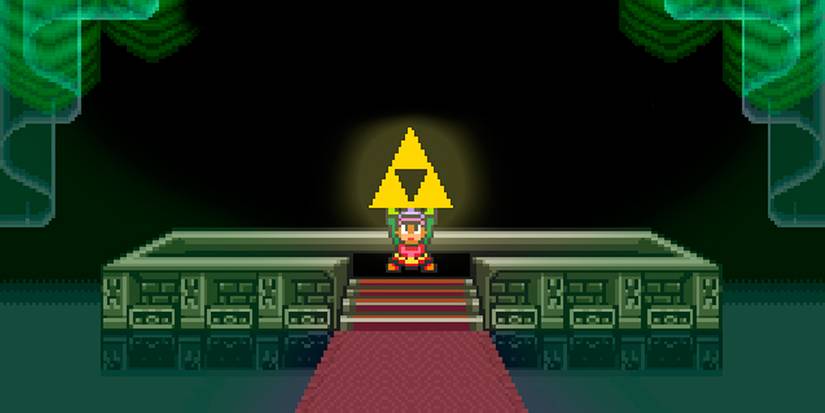 Link getting the Triforce in A Link to the Past