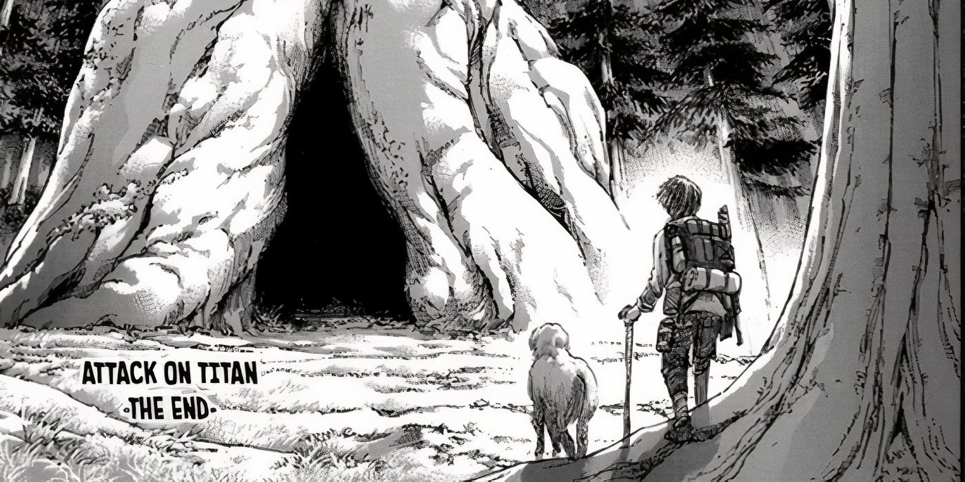 Boy e His Dog encontram a árvore no painel final do mangá Attack on Titan