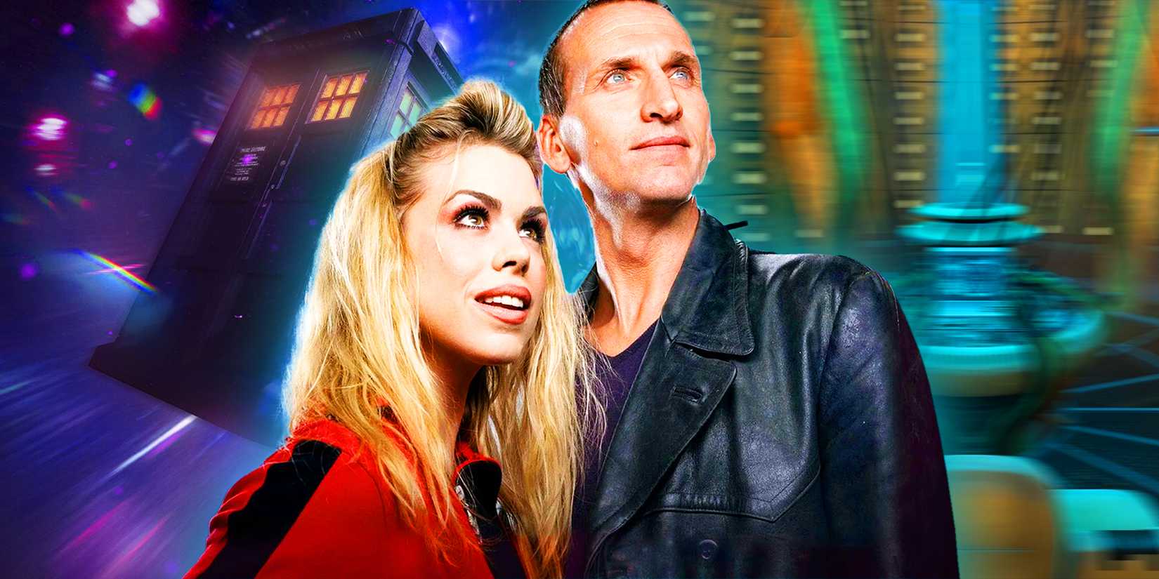 christopher eccleston as the doctor and billie piper as rose tyler