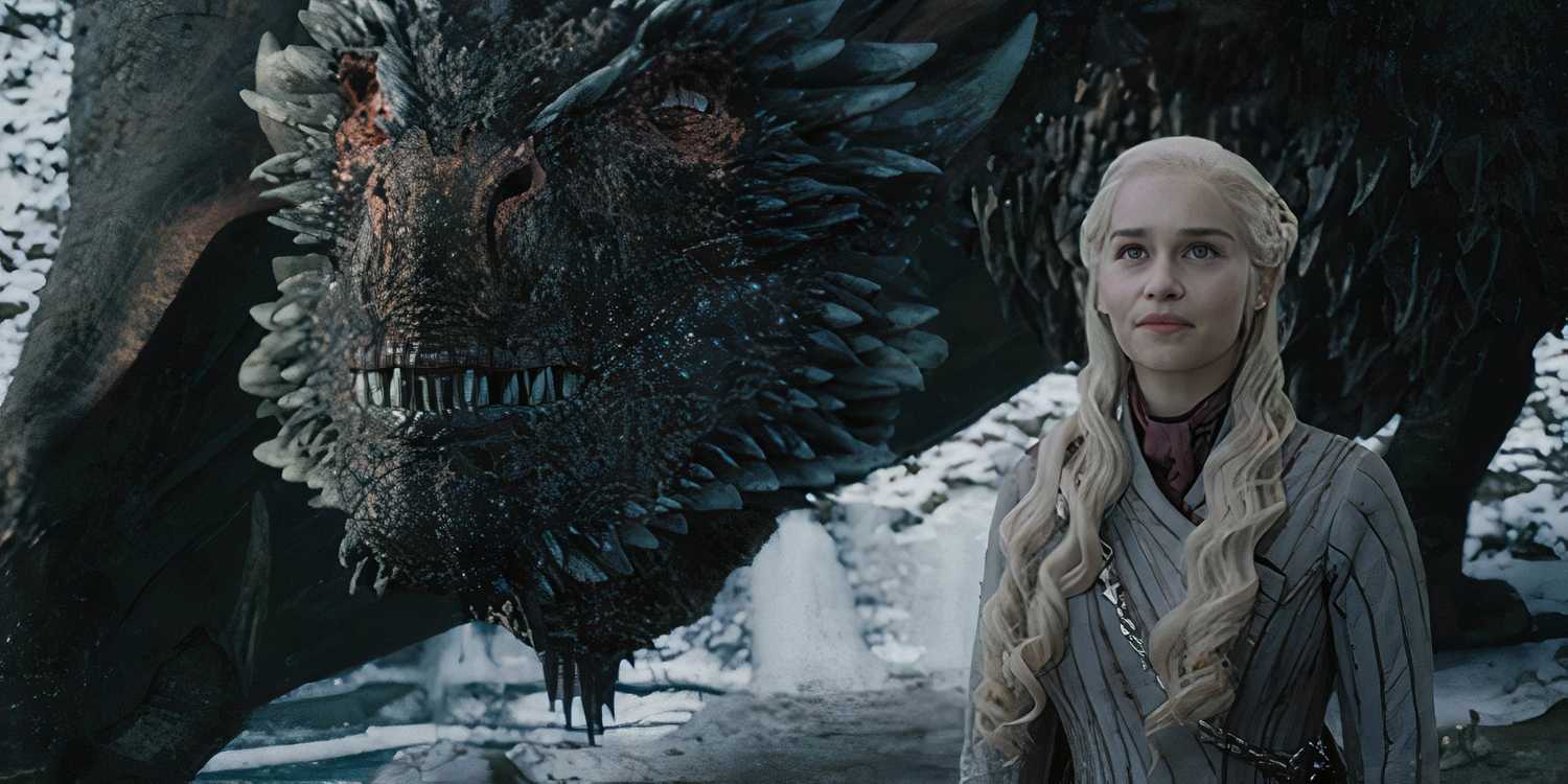 Daenerys with Drogon in Game of Thrones