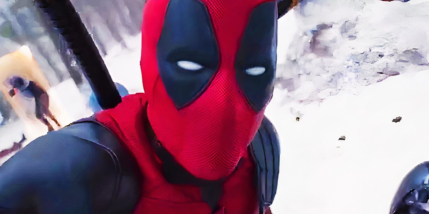 Deadpool taking a selfie in the forest in Deadpool & Wolverine