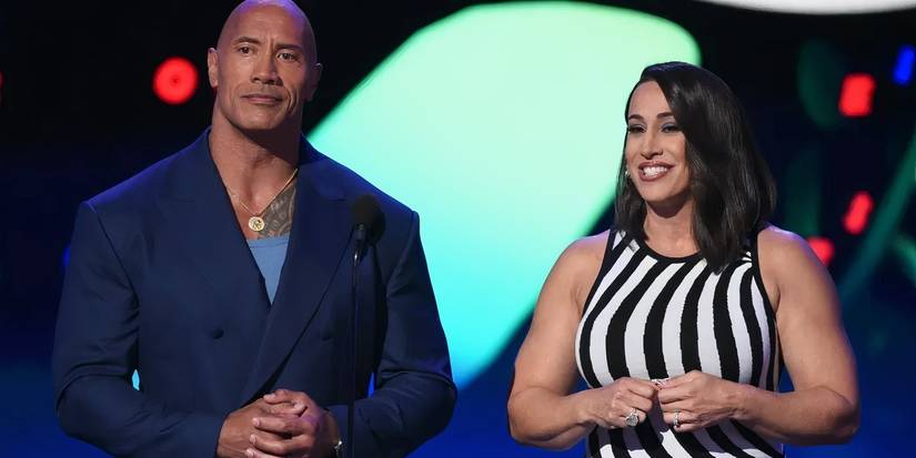 Dwayne Johnson and Dany Garcia standing together at the ESPYs