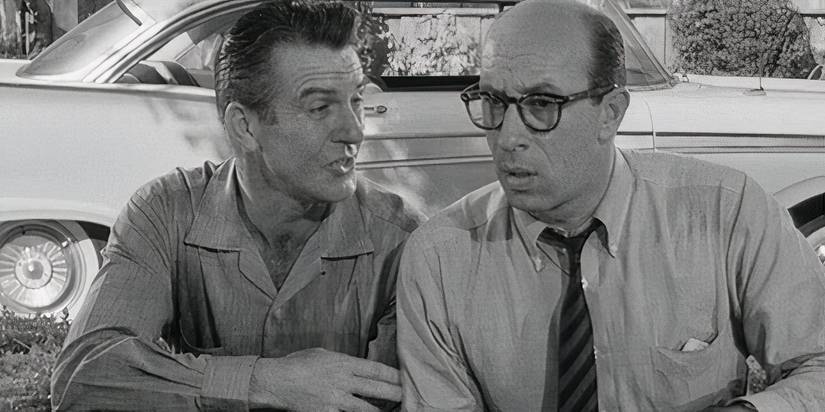 Fred Rutherford sitting and talking to Ward Cleaver in Leave it to Beaver