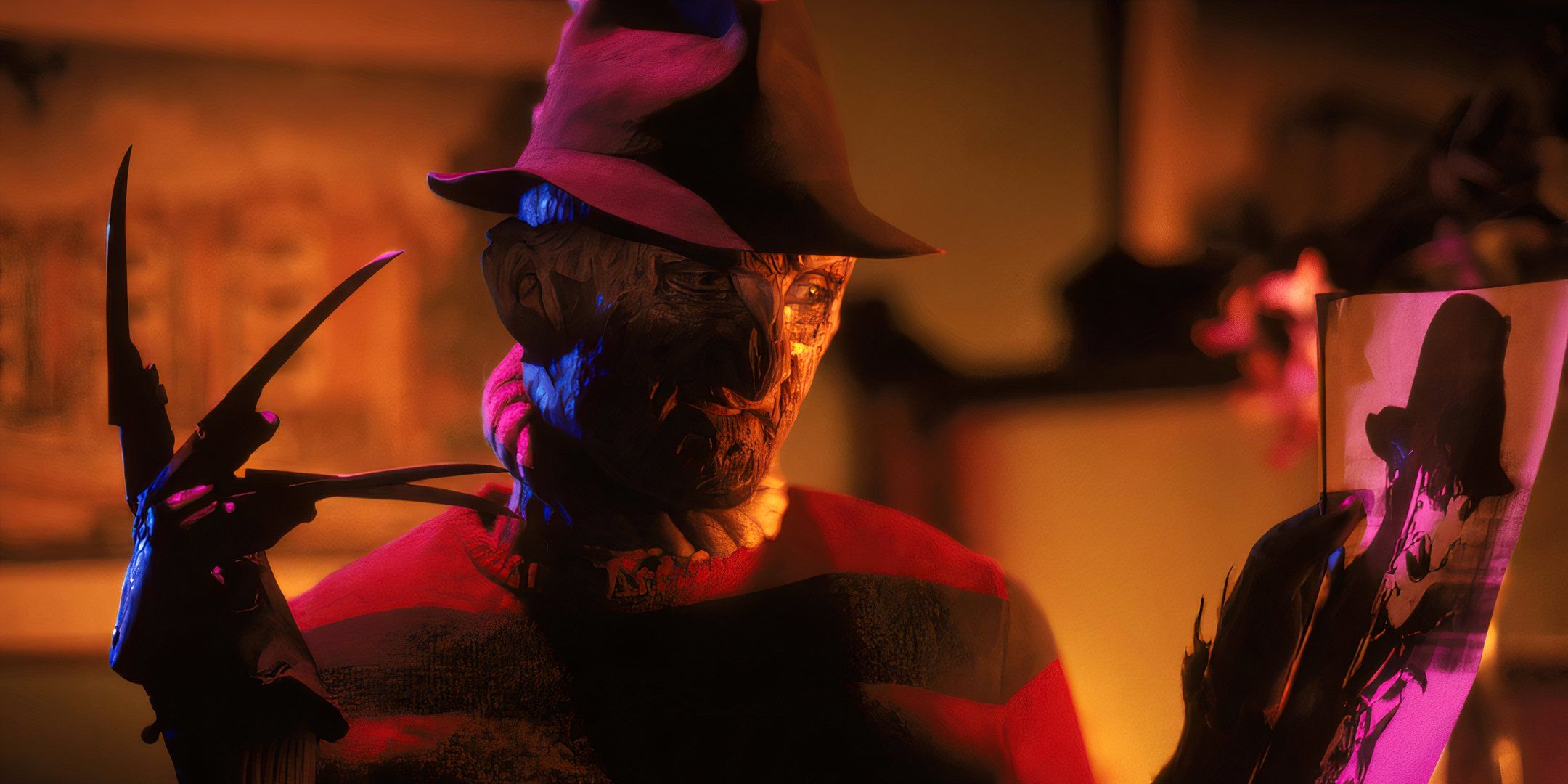 Freddy Krueger está segurando uma foto sua. 