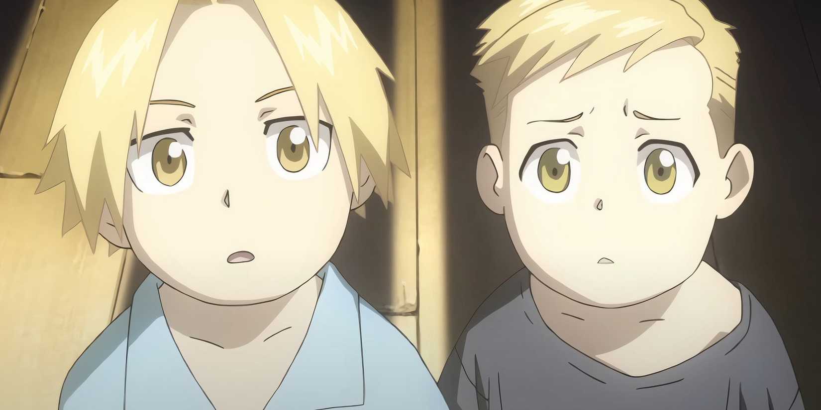 Young Edward Elric and Alphonse Elric Look at the Shadow of a Closing Door on Fullmetal Alchemist: Brotherhood Opening 1