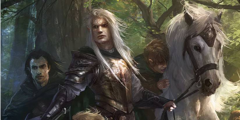 Glorfindel riding his horse in Tolkien's LOTR