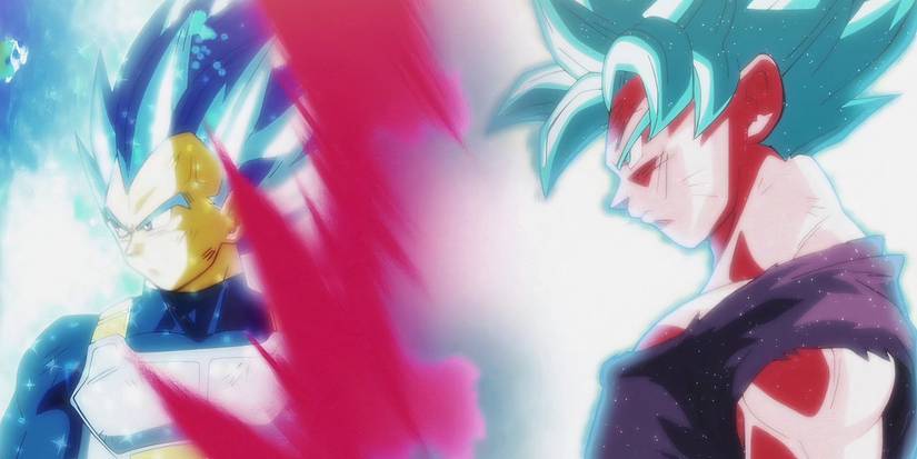 Blue evolution Vegeta and Blue Kaioken Goku from the fight vs Jiren.