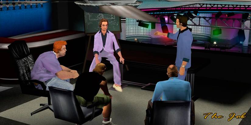 Tommy, Ken, Cam, Phil and Hilary talking at the Malibu Club in Vice Point