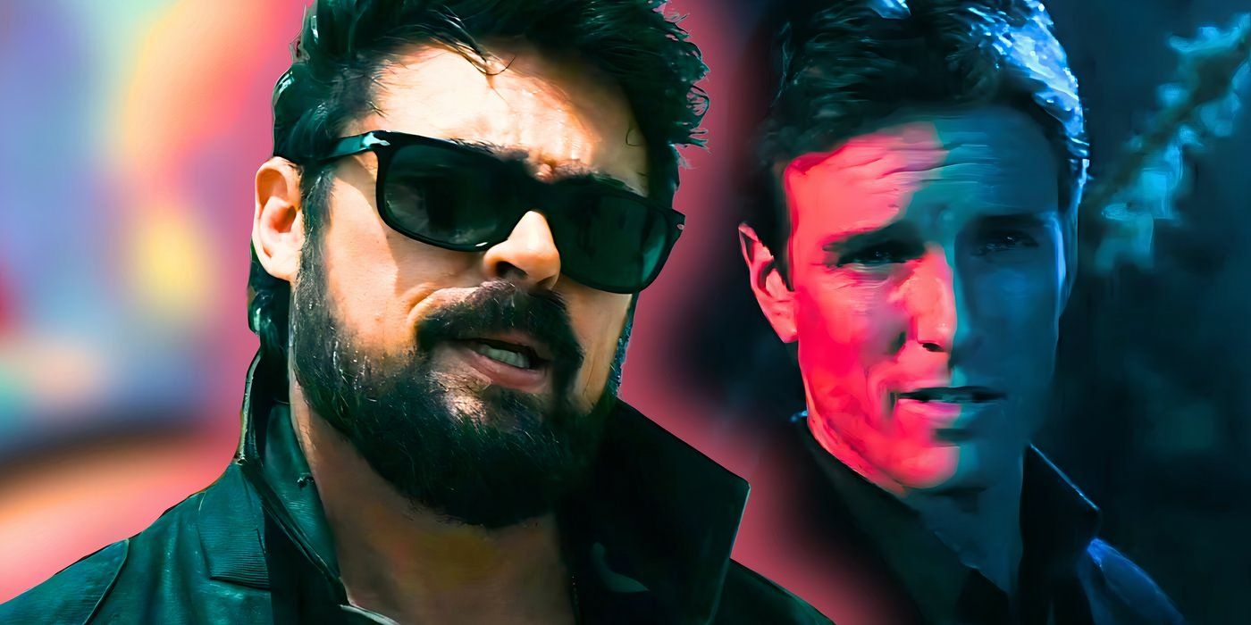 Karl Urban as Butcher wearing sunglasses and looking upset in The Boys and Johnny Cage from the live-action Mortal Kombat movie