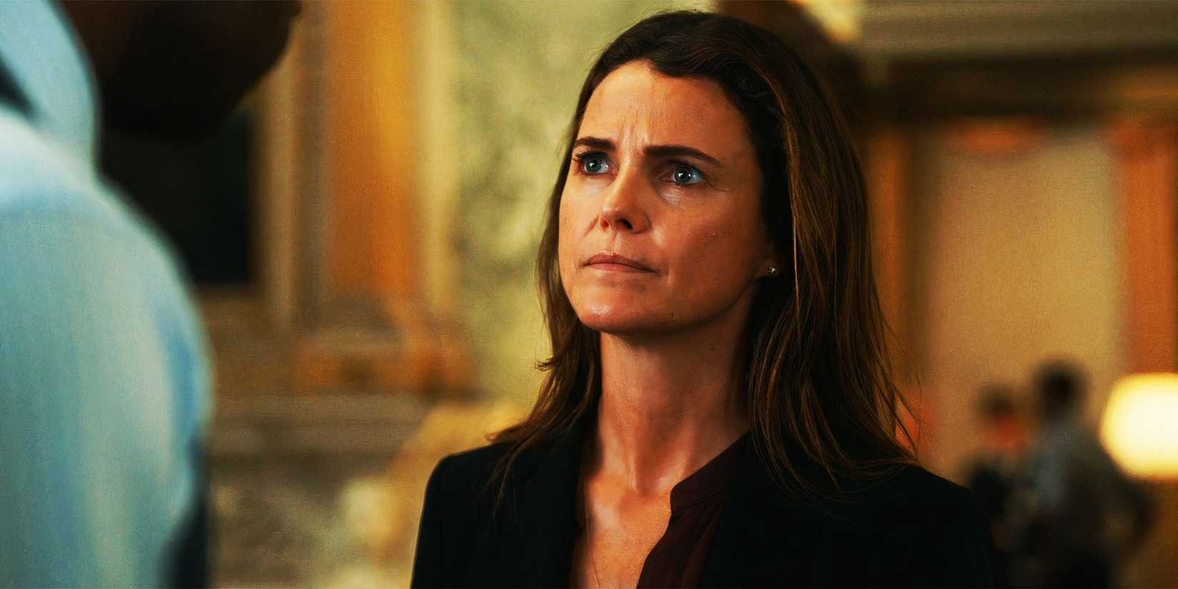Keri Russell looking regretful as Kate in The Diplomat season 1