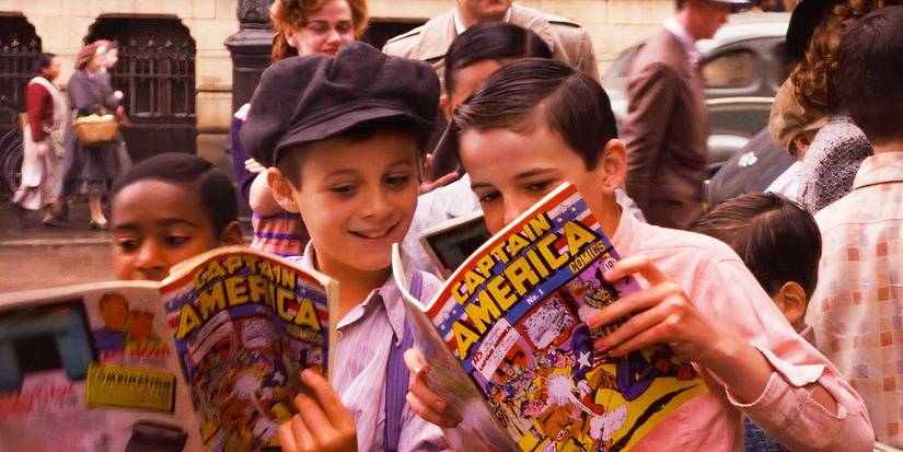 Kids reading Captain America comics in Captain America The First Avenger