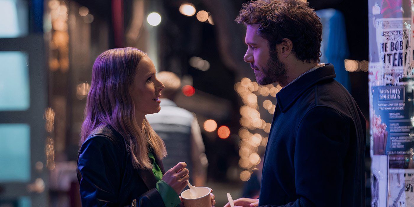 Kristen Bell and Adam Brody having a conversation in Nobody Wants This