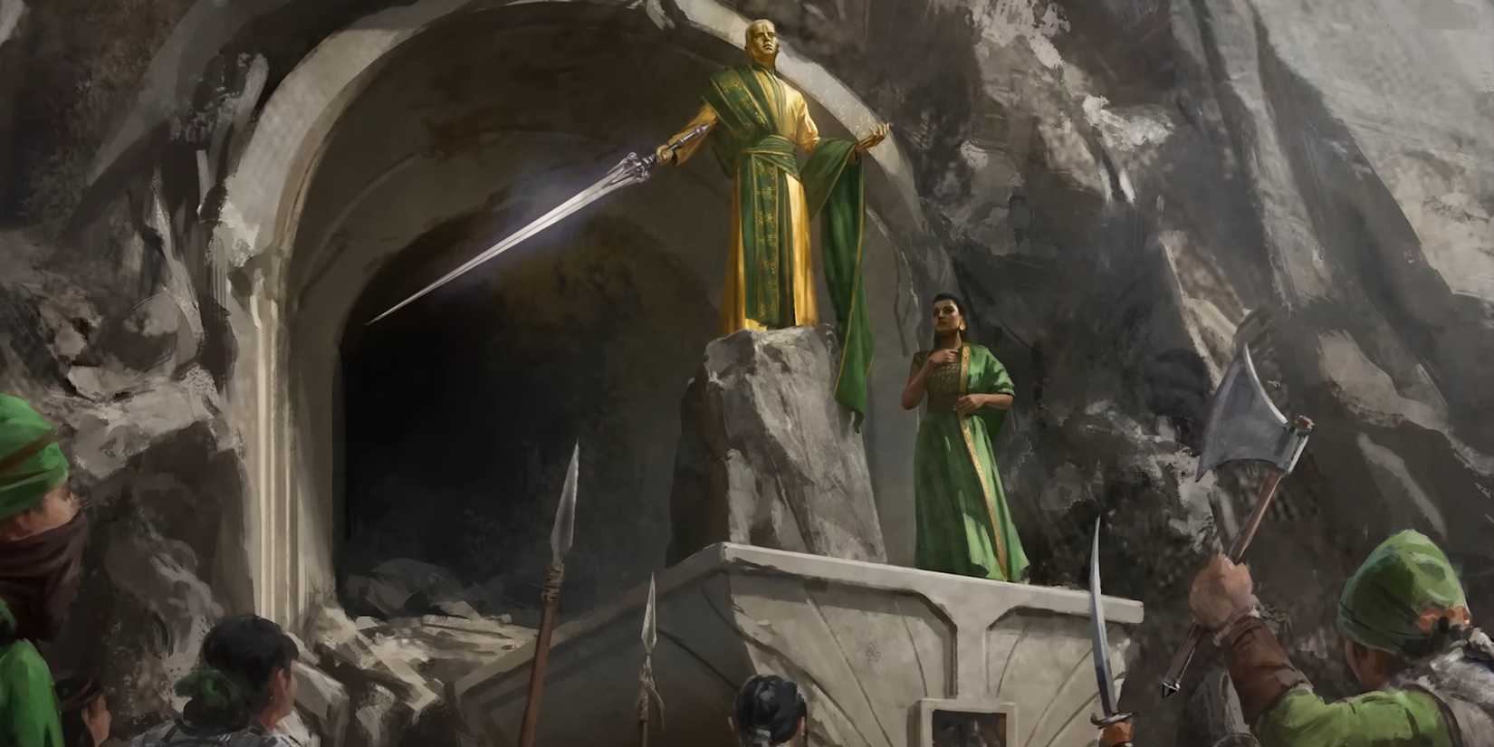 A leader addressing an army in the Cosmere RPG.