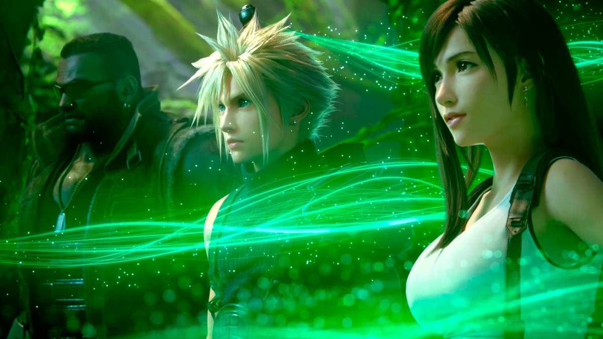 Cloud, Tifa and Barret being sorrounded by the Lifestream