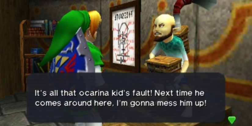 Link talks to the Windmill Man Guy in The Legend of Zelda Ocarina of Time.
