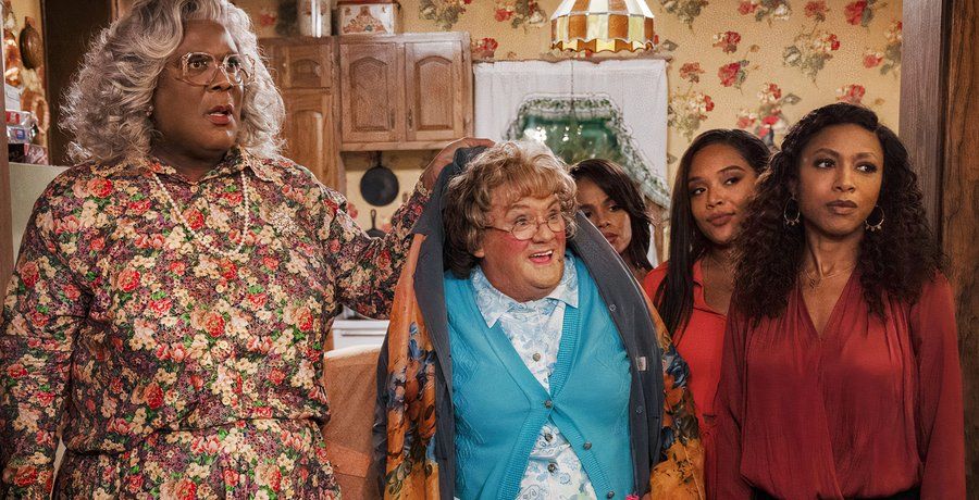 Madea standing with her family in A Madea Homecoming,