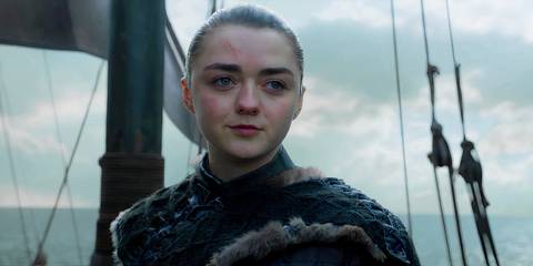 Maisie Williams as Arya sailing on a boat in Game of Thrones season 8 finale