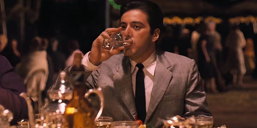 Michael Corleone (Al Pacino) has a drink at his Tahoe party in The Godfather Part II