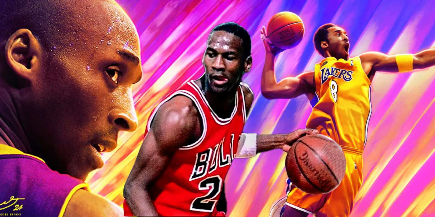 Майкл Джордан из 2K25 рядом с работой Коби Брайанта из 2K23