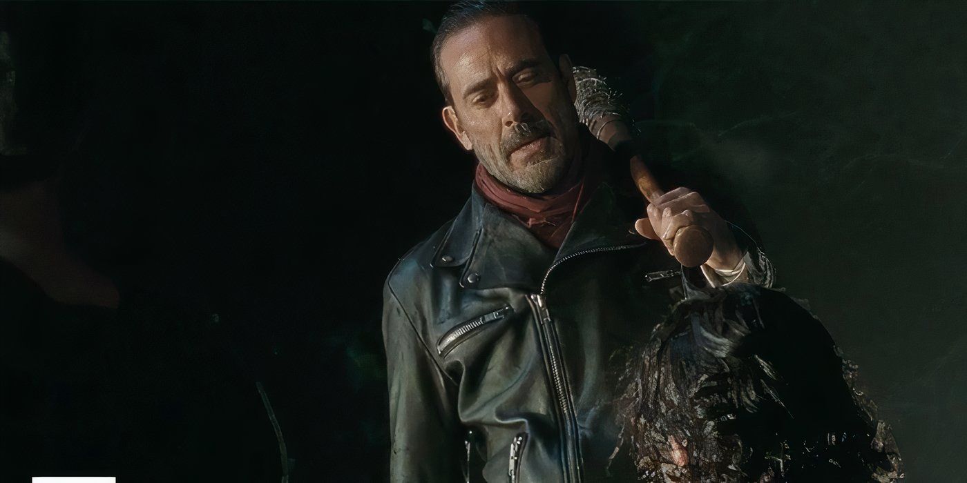 Negan standing over Rick in The Walking Dead