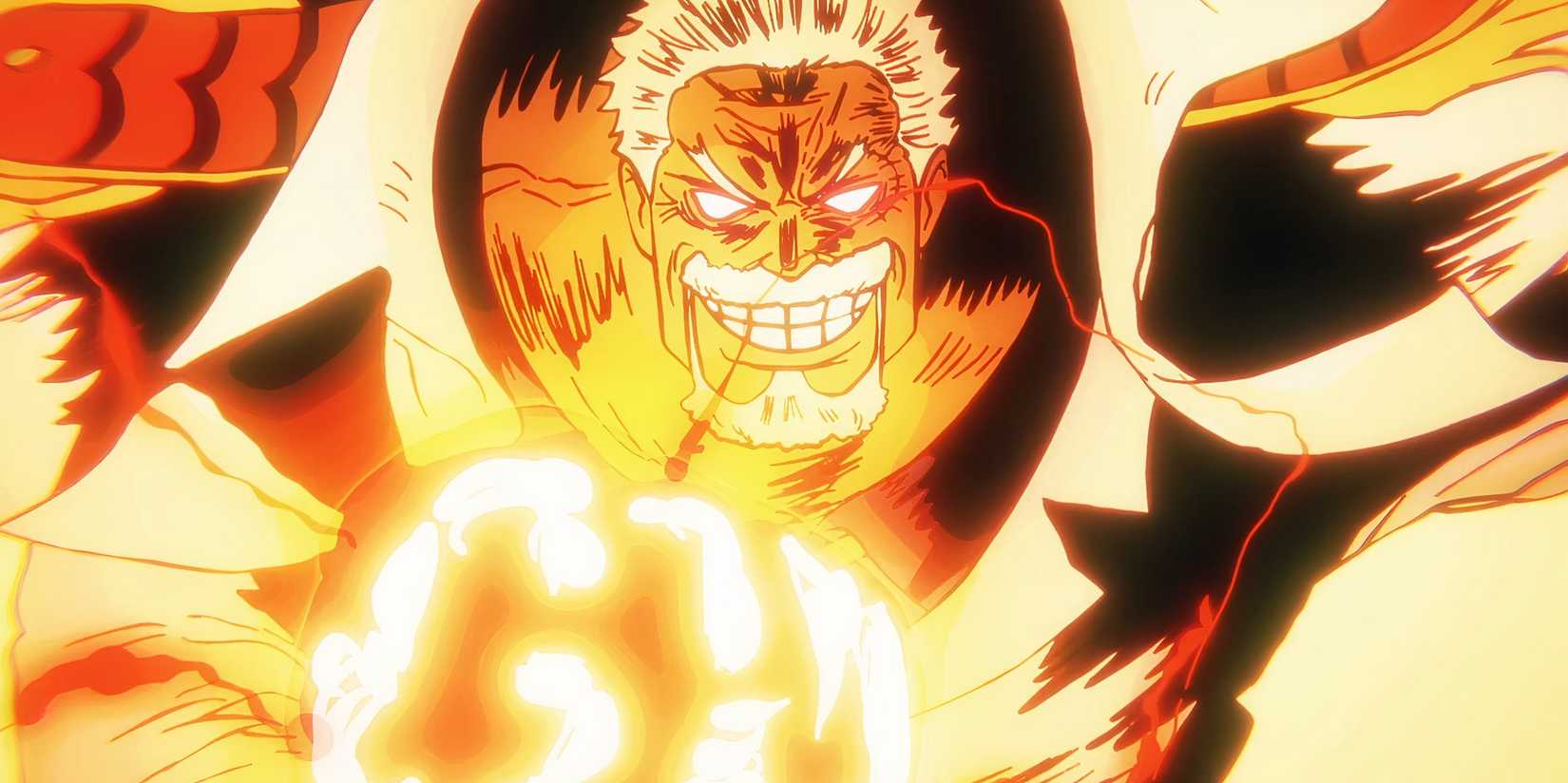 One Piece Anime Episode 1114 Garp Smiling Glowing Fist Galaxy Impact