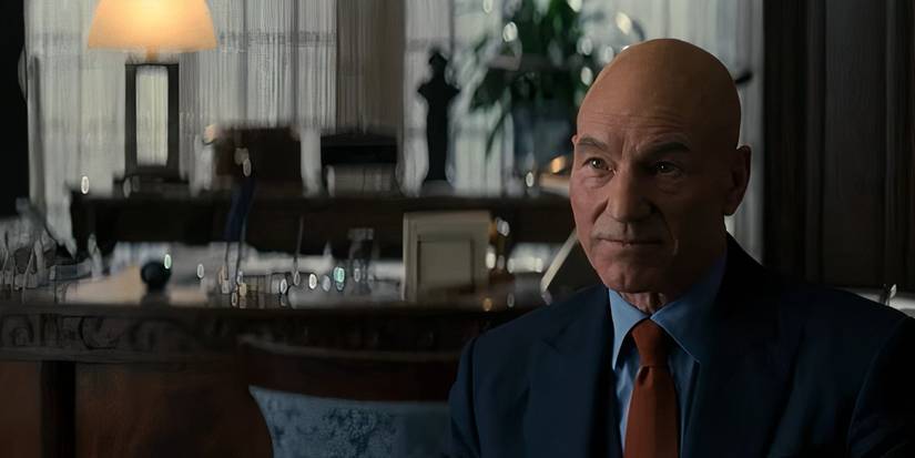 Patrick Stewart as Professor X in the Xavier Mansion in X-Men 2000