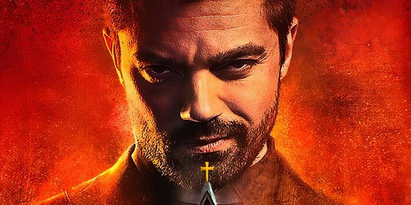 Pôster da série Preacher com o personagem titular atrás de uma capela.