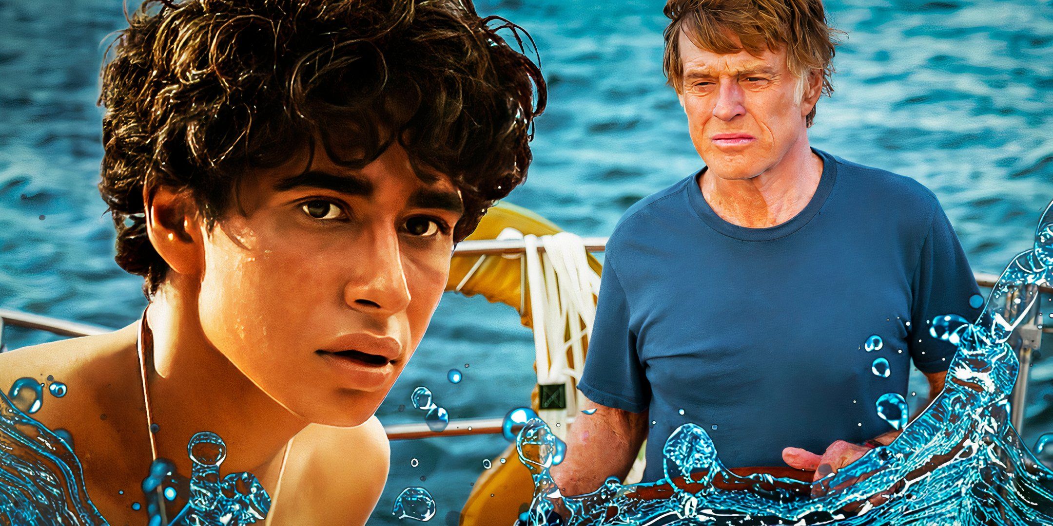 A custom image of Suraj Sharma from Life of Pi and Robert Redford in All Is Lost. 