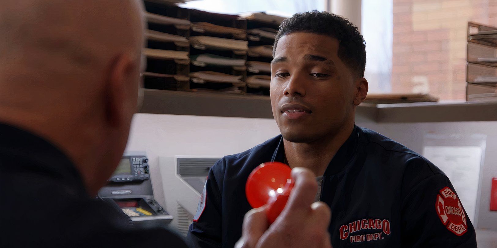 Rome Flynn as Derrick Gibson in Chicago Fire season 12.