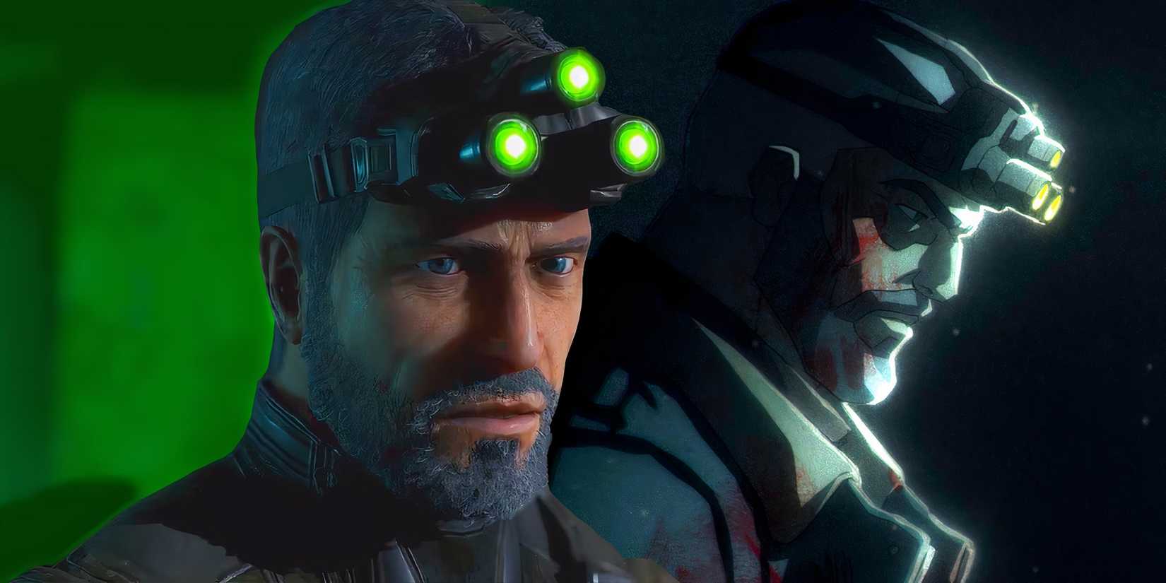 Sam Fisher looking somberly in Ghost Recon Wildlands and Splinter Cell anime