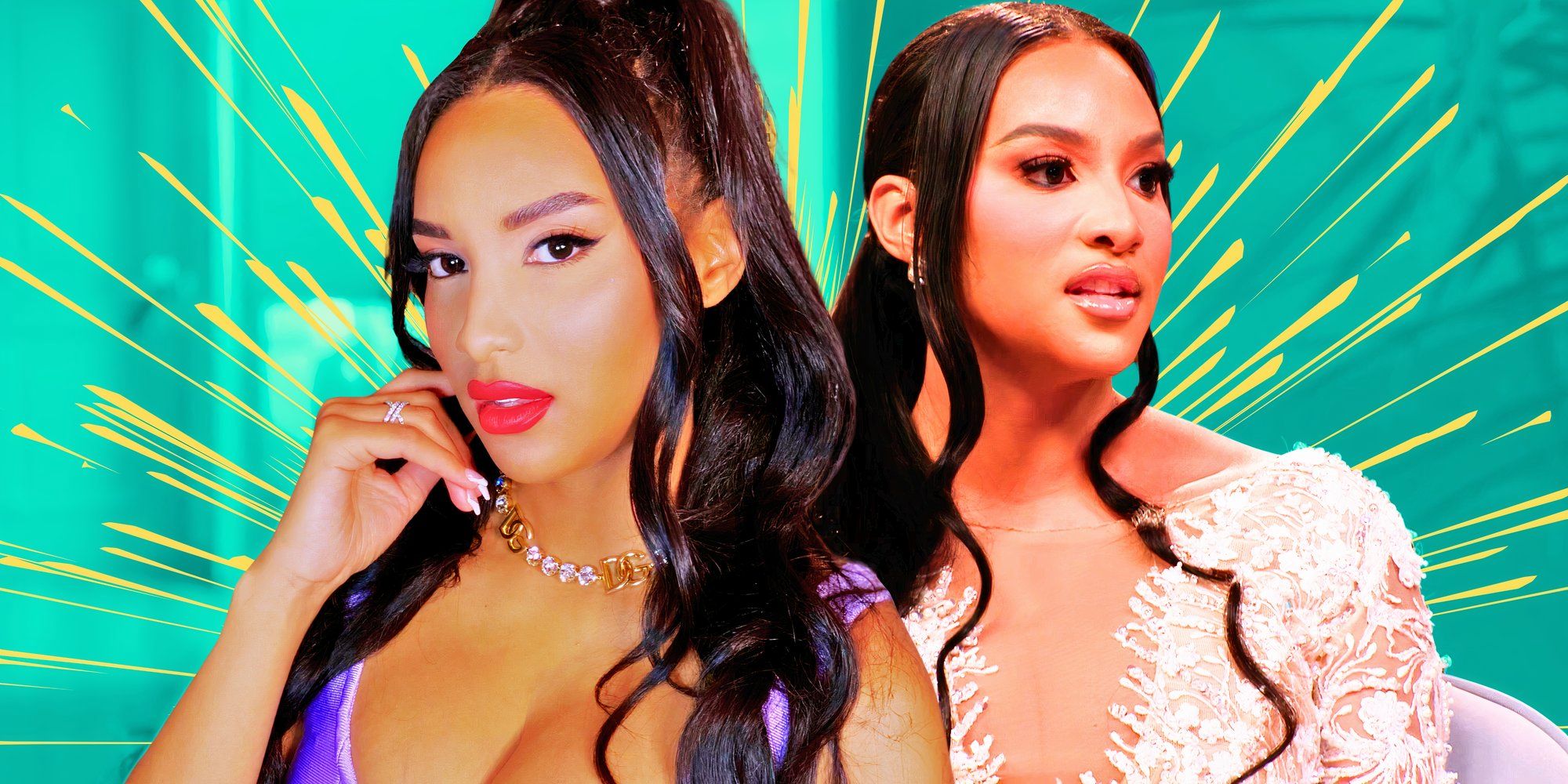  montage of chantel everett the family chantel with green filtered background and yellow neon