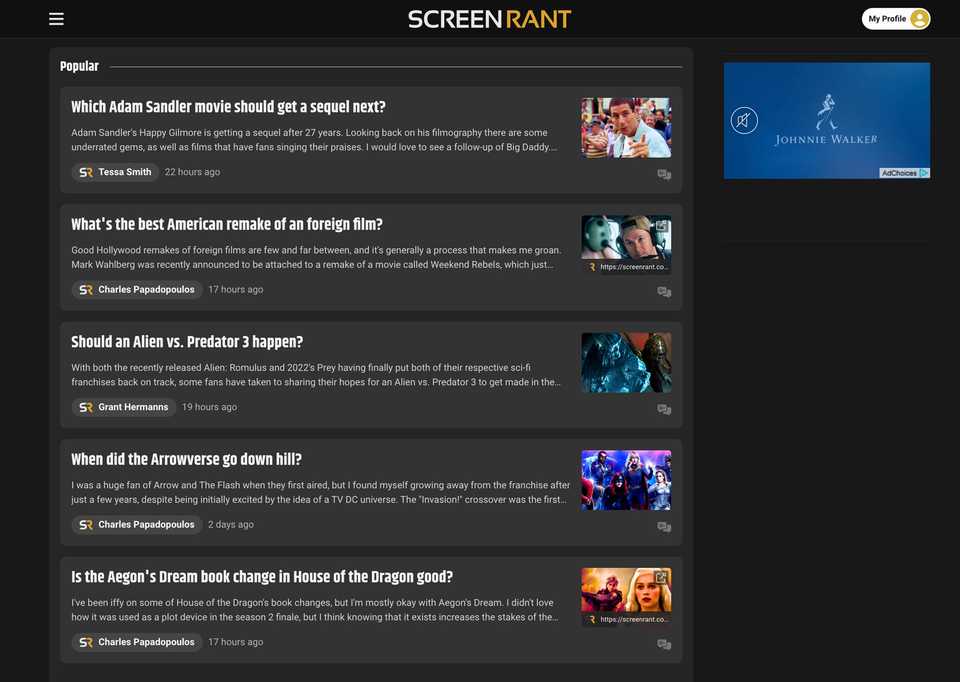 ScreenRant Update: Introducing Threads, User Reviews, Follow Feature ...