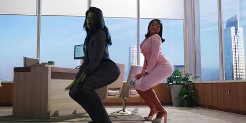 She-Hulk and Megan Thee Stallion twerking in She-Hulk Attorney at Law